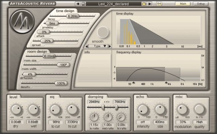 ArtsAcoustic Reverb VST for macOS Free Download